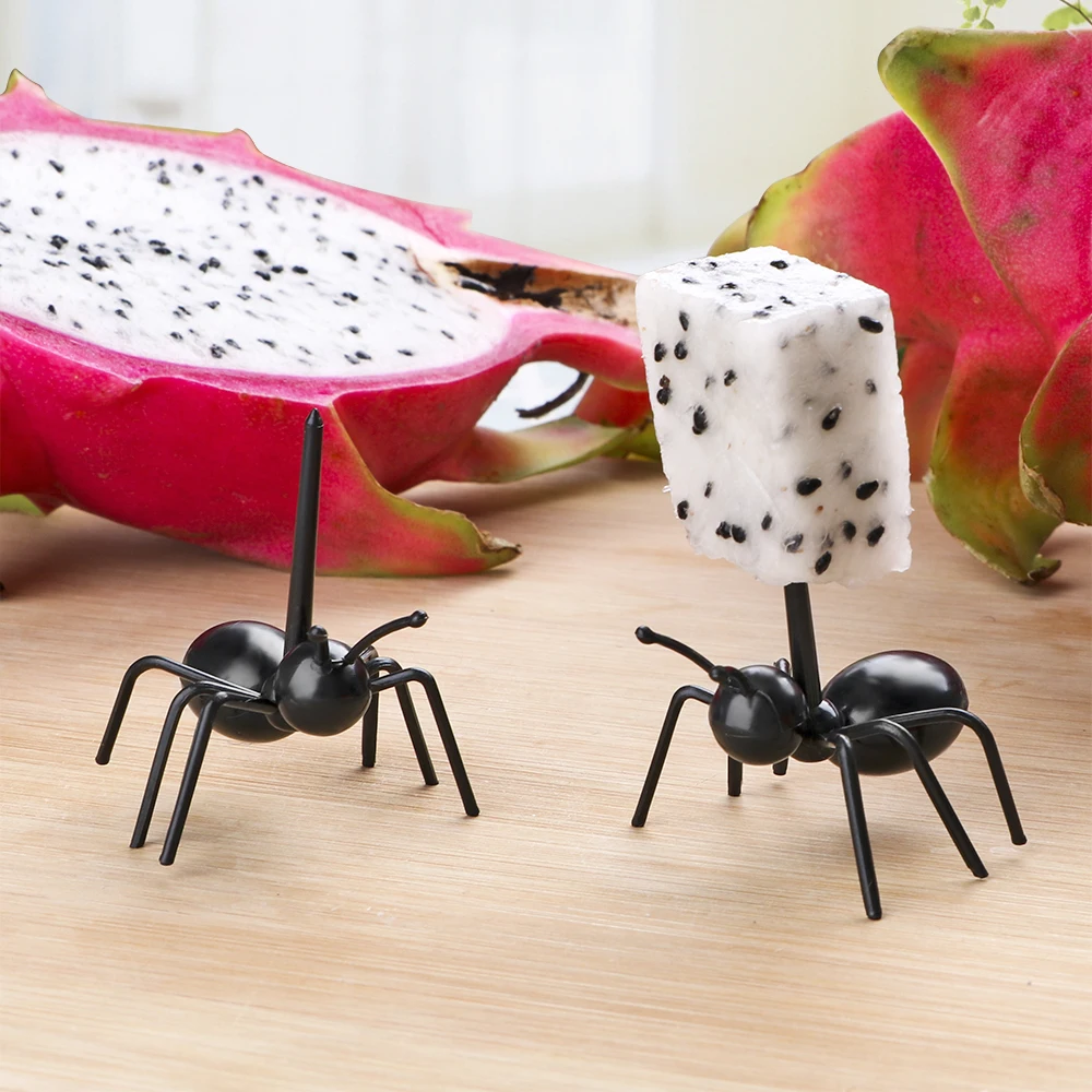 

Fruit Fork Snack Cake Dessert Forks Food Grade ABS Reusable Multiple Use Tableware 12pcs/set Kawaii Ant Fruit Fork
