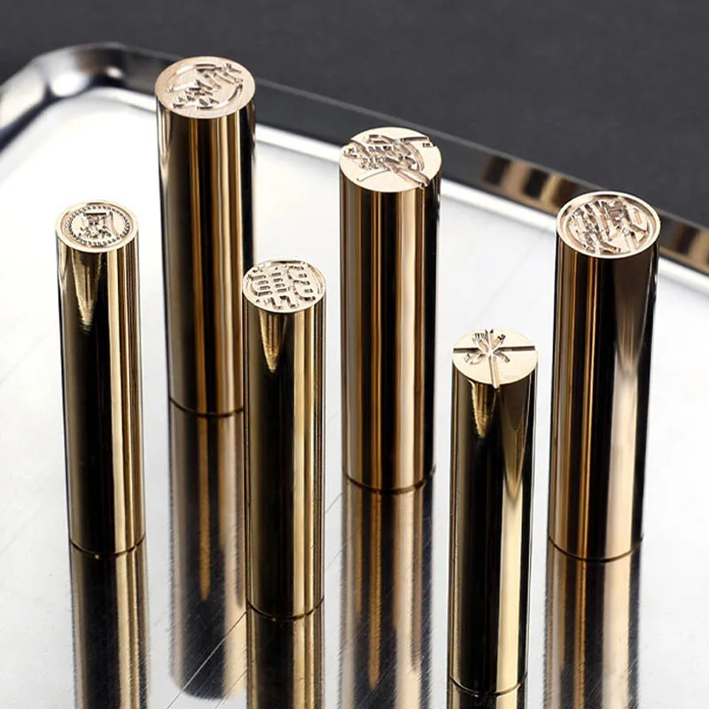 

1Pcs cylindrical sealing wax brass vintage envelope seal stamp card decoration