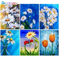 gatyztory diy painting by numbers flower picture on canvas coloring by numbers for adults kids home decor acrylic paints
