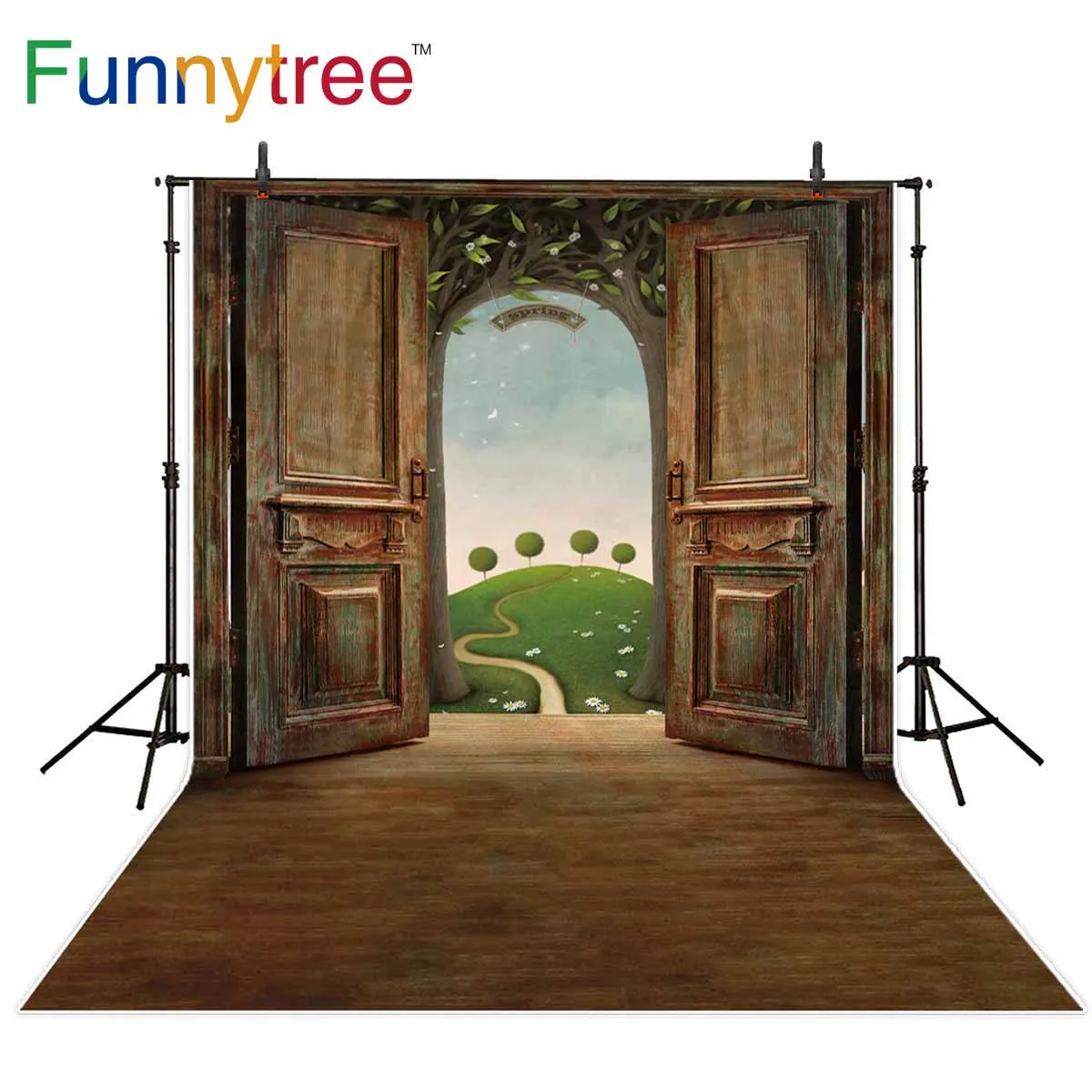 Funnytree фотостудия фото мультфильм в стране чудес дверь весенний фон дерево