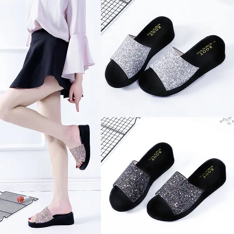 

Slippers Women's Slope With Thick-soled New Summer All-match Trifle Bottom Fashion Sandals Flip-Flop Beach Shoes Fashion hot