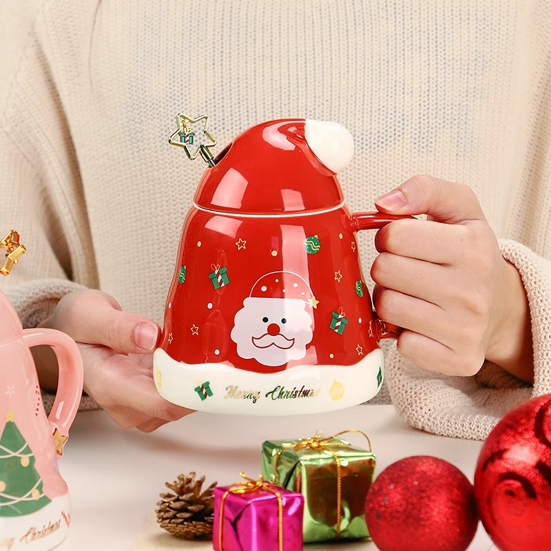 

Милая Рождественская кружка, креативная шляпа, Имбирная чашка, чашка для кофе с крышкой и ложкой, рождественский подарок для родственников, ...