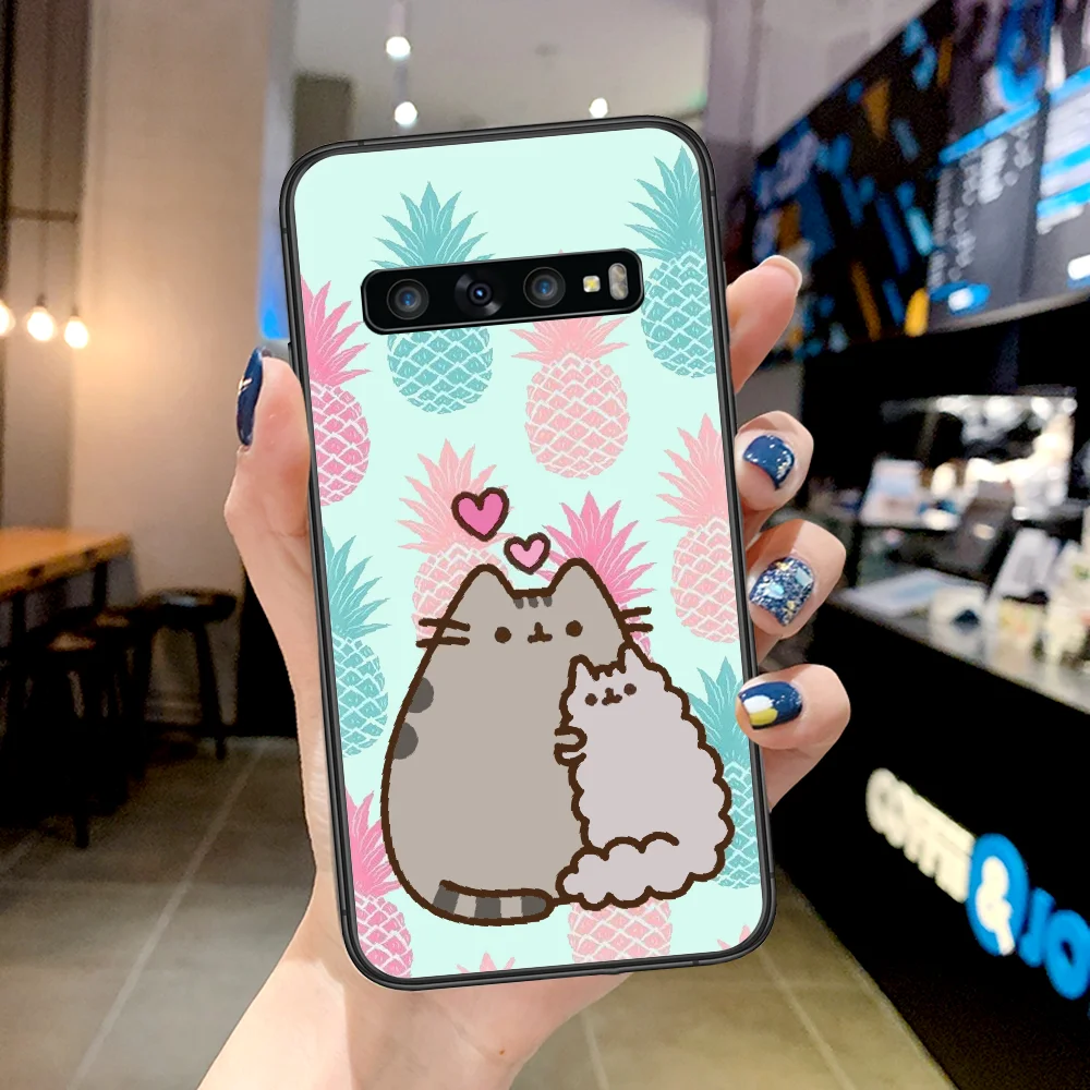

Cute Cat Cartoon Pusheen Phone Case For Samsung Galaxy Note S 8 9 10 20 Plus E Lite Uitra black Cell Fashion Hoesjes Luxury