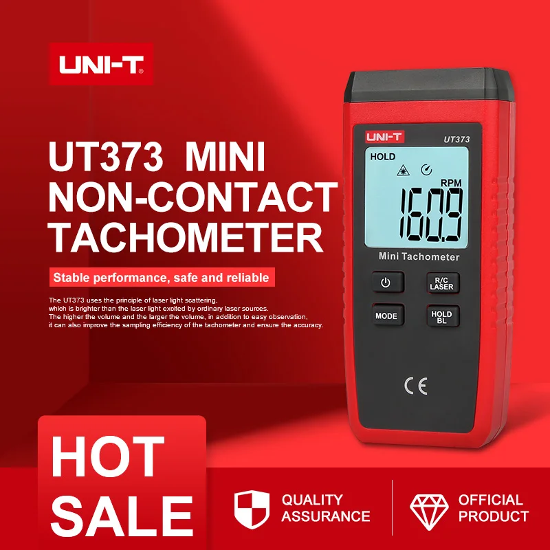 UNI-T UT373 Мини цифровой лазерный тахометр Бесконтактный тахометр диапазон оборотов 10-99999 ОБ/мин Тахометр одометр км/ч подсветка