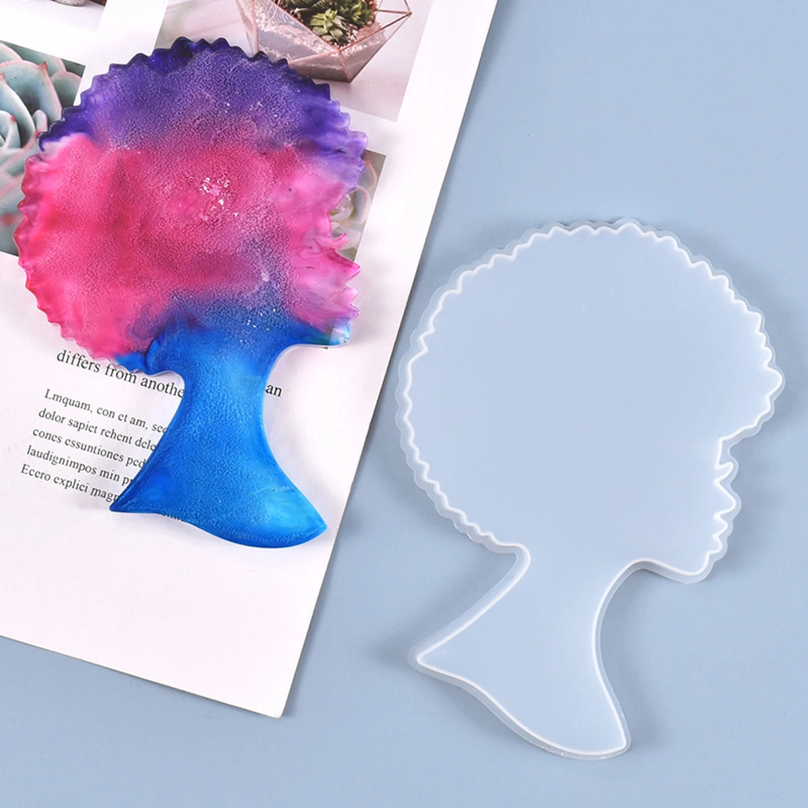 

DIY Crystal Epoxy Mold Art Explosive Head Silicone Mold For Black Female Head Art Ornament Silicone Epoxy Resin Mould