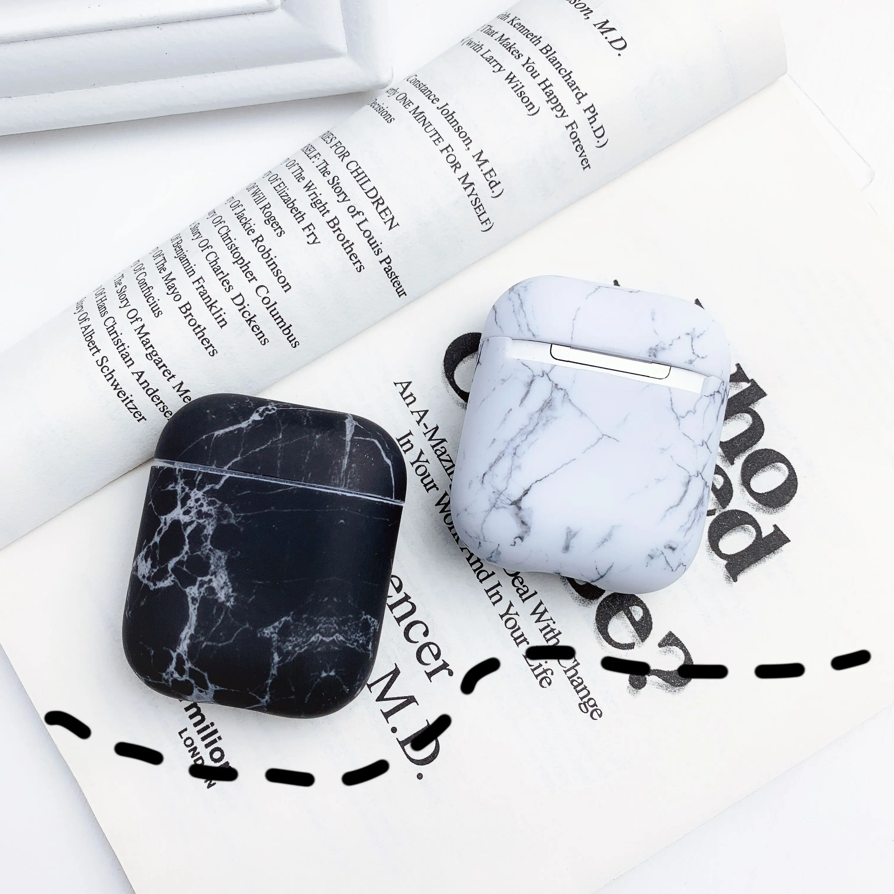 Роскошная мраморная жесткая Защитная сумка для беспроводной зарядки наушников