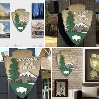 40cm national park service arrowhead park signs 3d hand painted garden ornaments forestry shield shaped sign hanging ornaments