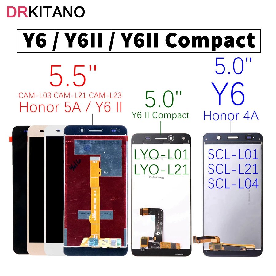 

Для Huawei Y6 II ЖК-дисплей с сенсорным экраном SCL L01 L21 L04 U31 U21 CAM L23 L03 L32 Huawei Y6 II Компактный ЖК-дисплей LYO L01 L21
