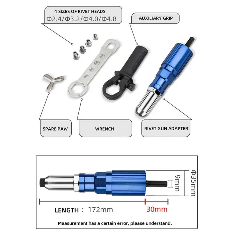 

Electric Rivet Gun 2.4mm-4.8mm rivet nut gun drill adapter Cordless Riveting Tool Insert Nut Pull Rivet Tool