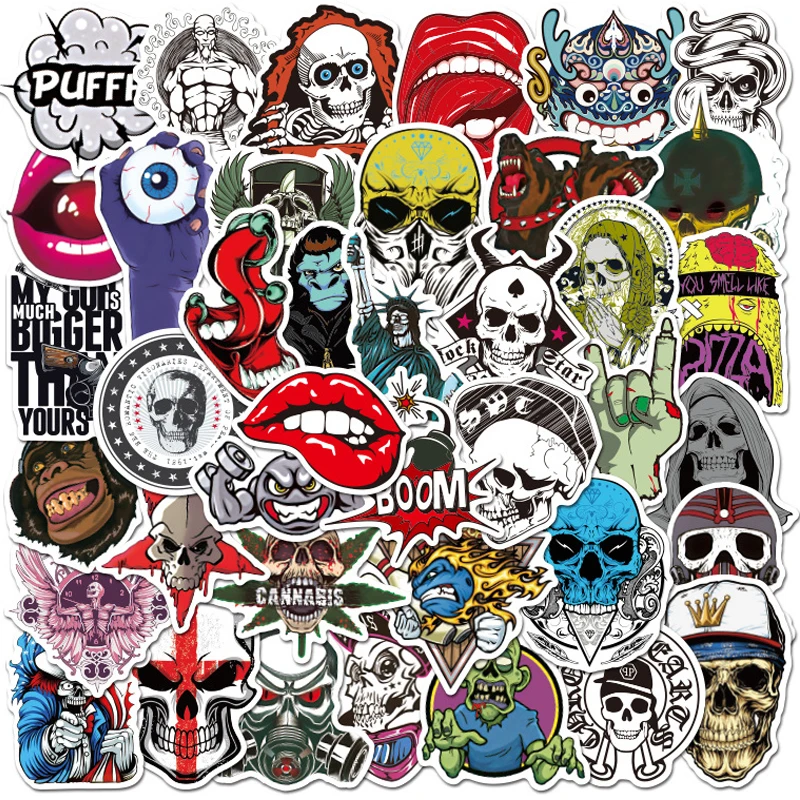 10/30/50PCS Terror Series Skull Graffiti Stickers Guitar Laptop Skateboard Luggage Waterproof Cool Kid Toys | Игрушки и хобби