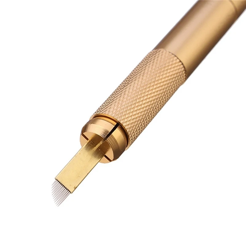 

1Set 5Pcs Blade + Pen Gold Eyebrow Tattoo Manual Pen Aluminum Material Microblading Pen Tattoo Permanent Tools Tattoo Kits