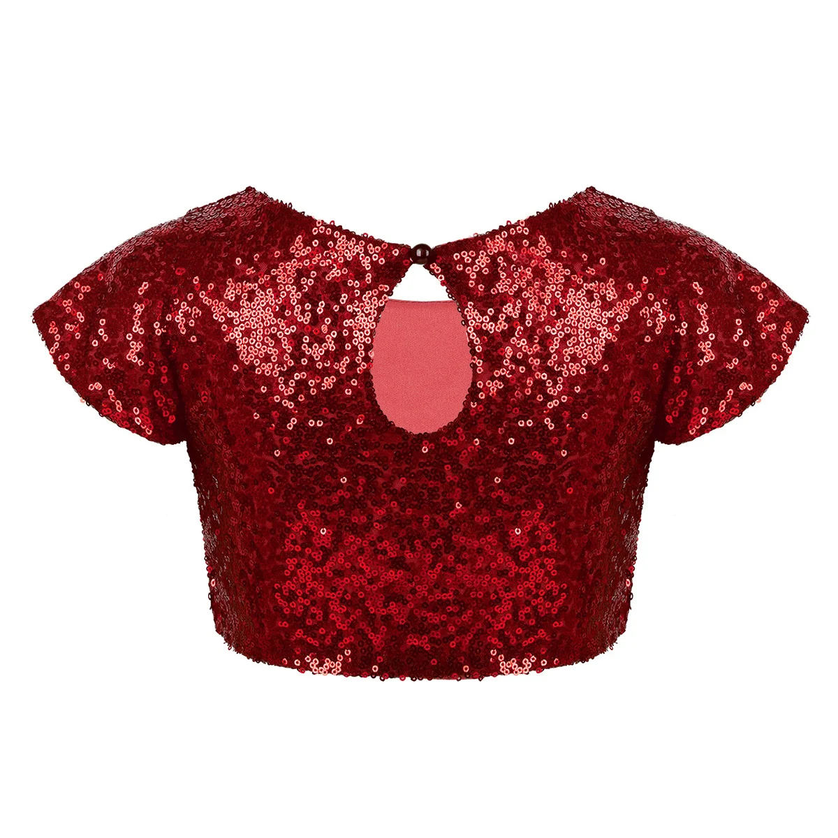 Танцевальные майки для девочек короткий топ с блестящими блестками и вырезом на