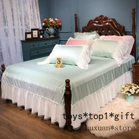 white ruffled skirt 4 corners bed skirt pink green bed sheet set pillowcase bed sets for girl