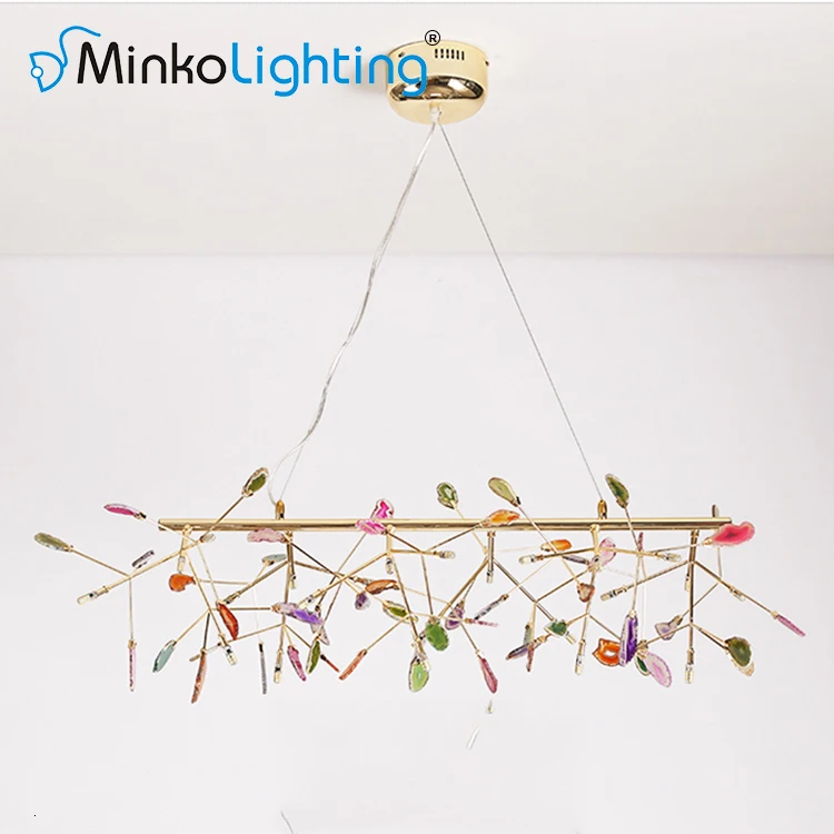 Custom Agate Led Pendant Lighting Lamp Fixture Iron Metal Modern Light Scandinavian lamparas de techo colgante | Освещение