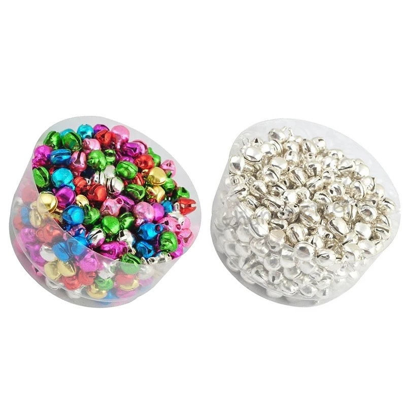 

200Pcs Iron Jingle Bells - 100pcs Multicolor & 100pcs Silver