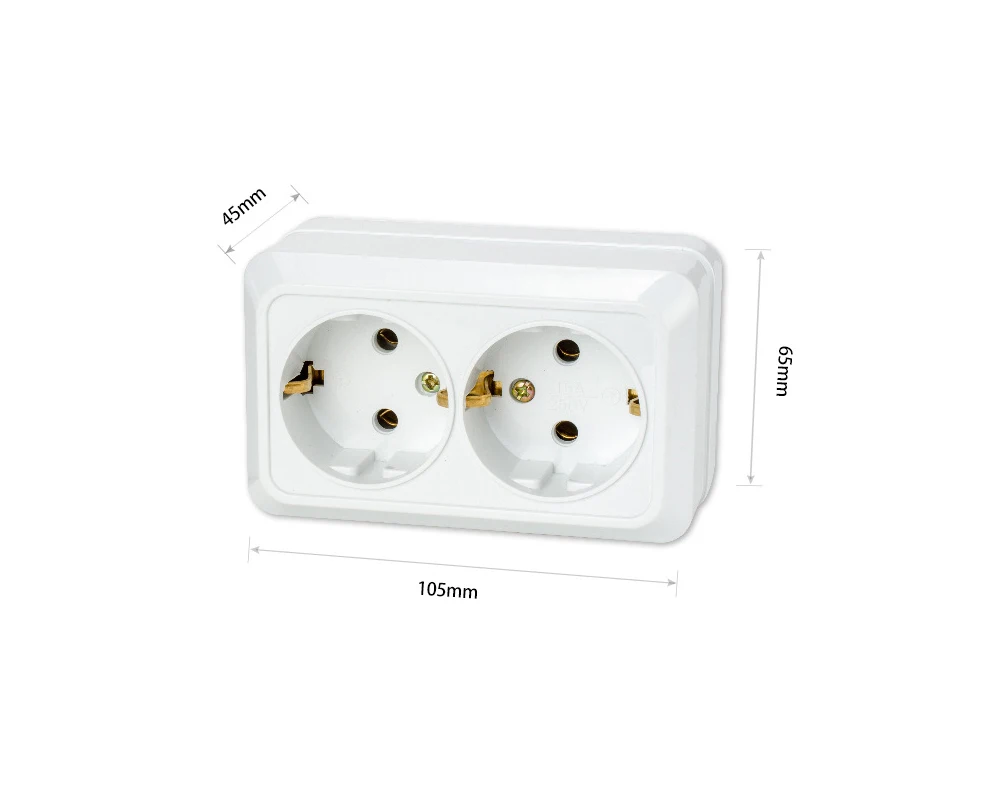 

EU Wall Power Socket Plug Grounded, 16A EU Standard Electrical Outlet 86mm * 86mm White Crystal Glass Panel Wall Socket