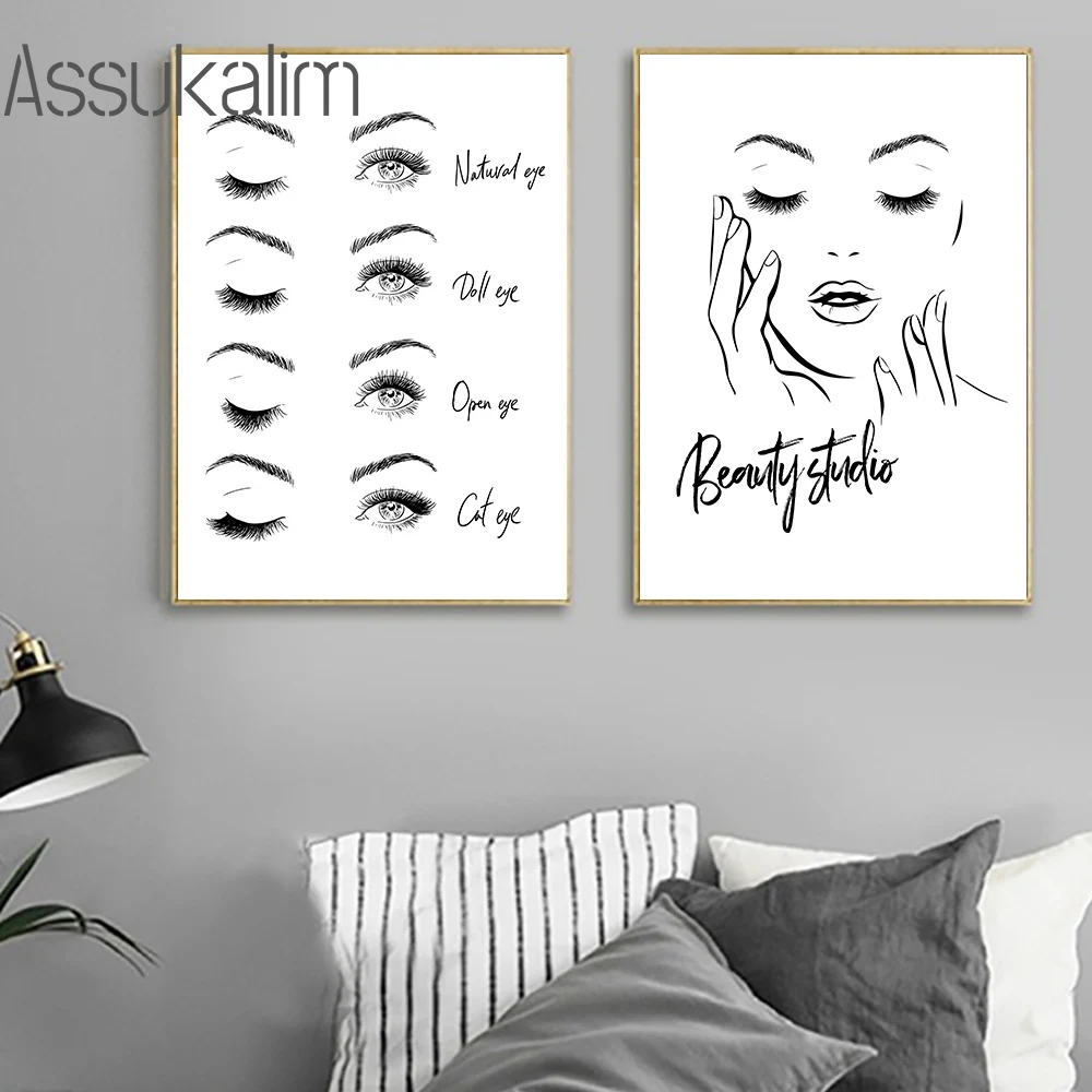Красивый плакат для бровей и ресниц Художественная печать черно белая настенная