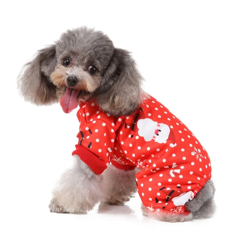 

Свитшот с рождественским принтом для домашних животных, на осень и зиму, теплый комбинезон для маленьких и средних собак, новый стиль