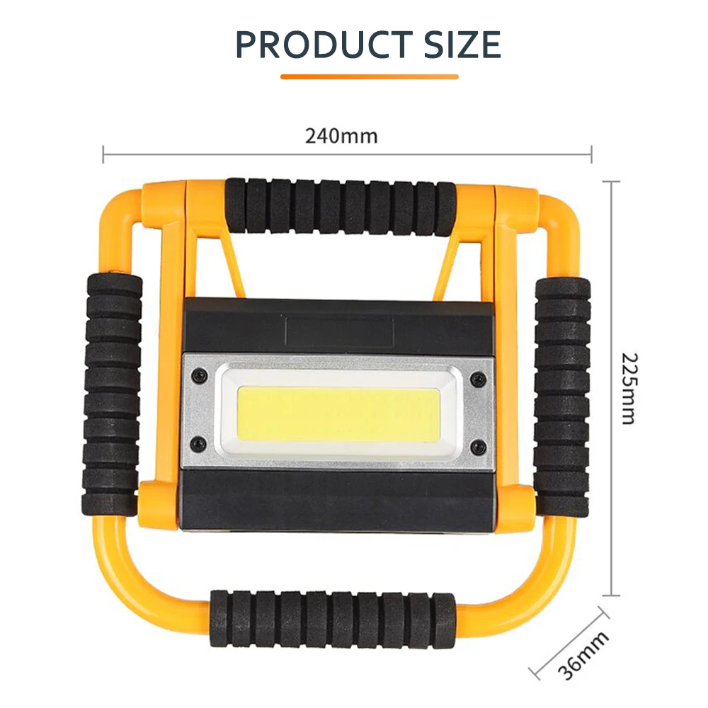 구매 Asafee-충전식 COB LED 작업등, 1500LM, 20W, 작업 램프, 접이식 검사 조명, 토치, COB 조명, 작업등, 접이식 조명