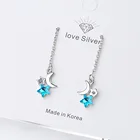 Женские длинные серьги-кисточки из серебра 925 пробы с цирконом