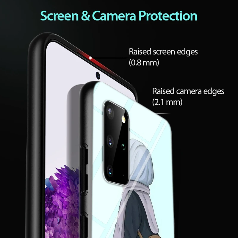 

Gril Eyes Arabic Hijab for Samsung S20 Ultra Plus A91 A81 A71 A51 UW A41 A42 A31 A21 A21S A11 5G Bright Black Phone Case