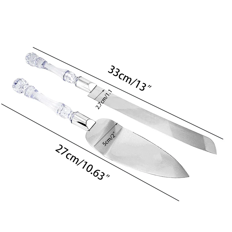 2pcs Wedding Cake Shovel Knife Server Set Stainless Steel Cake Spatula Birthday Party Tools Kitchen Accessories Acrylic Handle