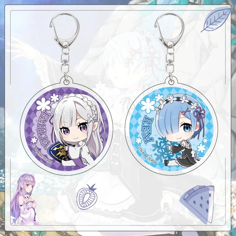 Аниме брелок Re: жизнь в другом мире от нуля брелки с фигуркой акриловый для ключей