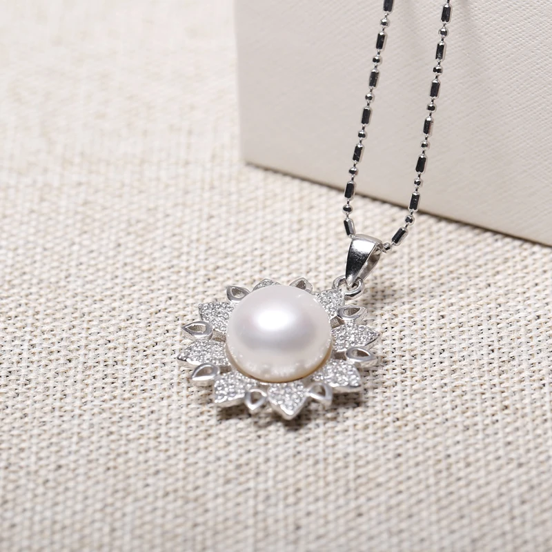 

DMPFP202 11-12mm Freshwater Pearl Pendant 925 Sterling Silver Necklace For Women Gift