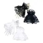 Женские готические черные кружевные браслеты на запястье для Хэллоуина солнцезащитные браслеты для свадьбы вечеринки перчатки без пальцев с бантом