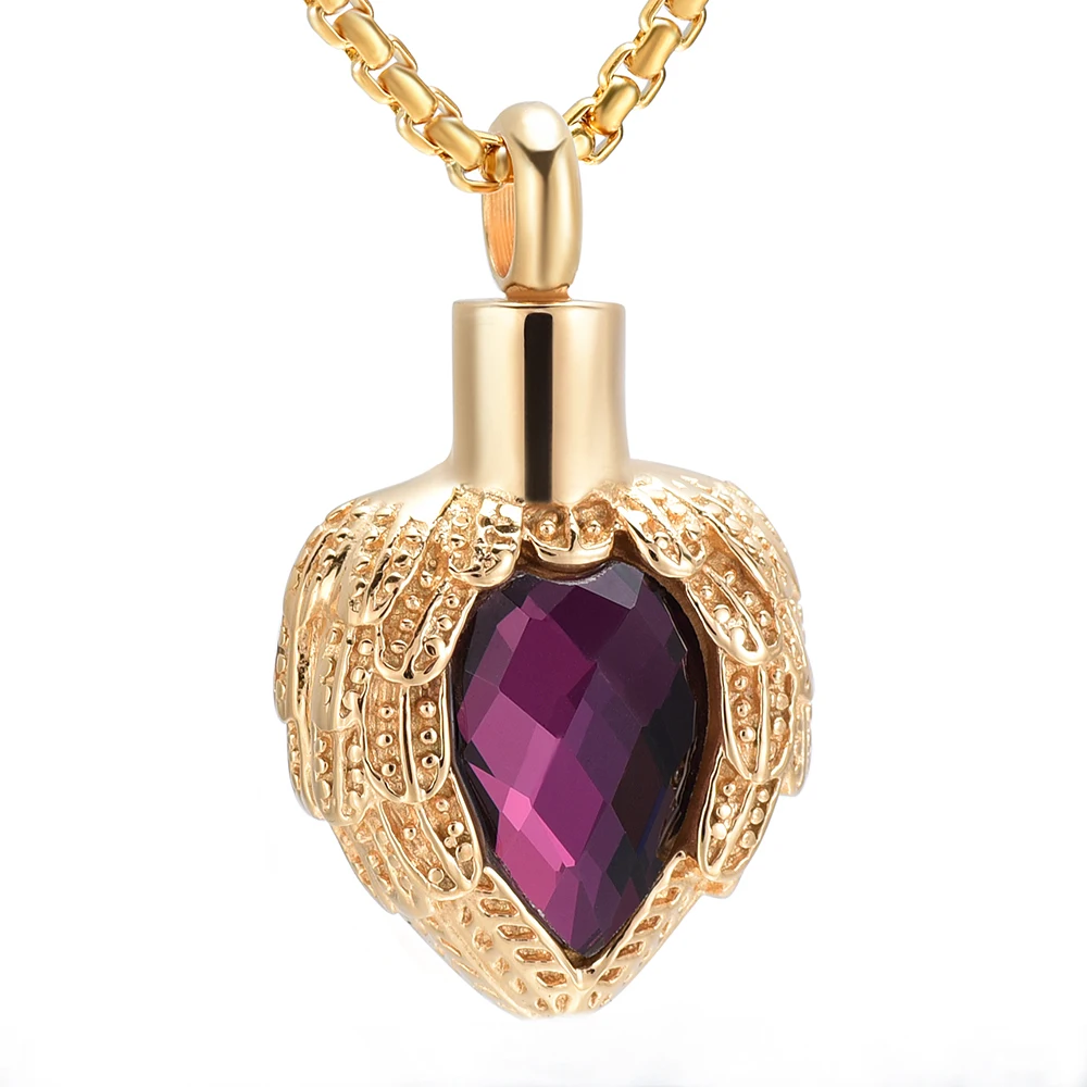 LL027 Золото Нержавеющая сталь Крыло ангела перо завернутый капля кристалл