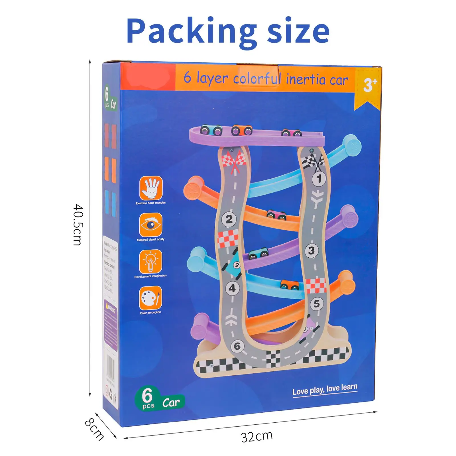 

Wooden Car Ramp Toys 6 Floors Racing Track Gliding Car Toys With 6 Small And Parking Lot Cars Race Track Toddler Toys Wooden Toy