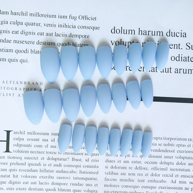 24 шт./компл. матовые небесно голубые накладные ногти многоразовые ультратонкие