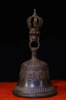 7tibet temple collection old bronze skull vajra mahakala buddha head rattle bells buddhist artifact town house exorcism