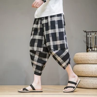 streetwear pants men jogger ankle length harem pants lattice joggers trousers men pants casual fashihon harajuku