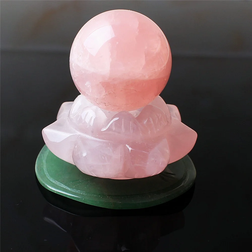 Натуральный розовый кварц хрустальный шар цветок лотоса основа для авантюрина