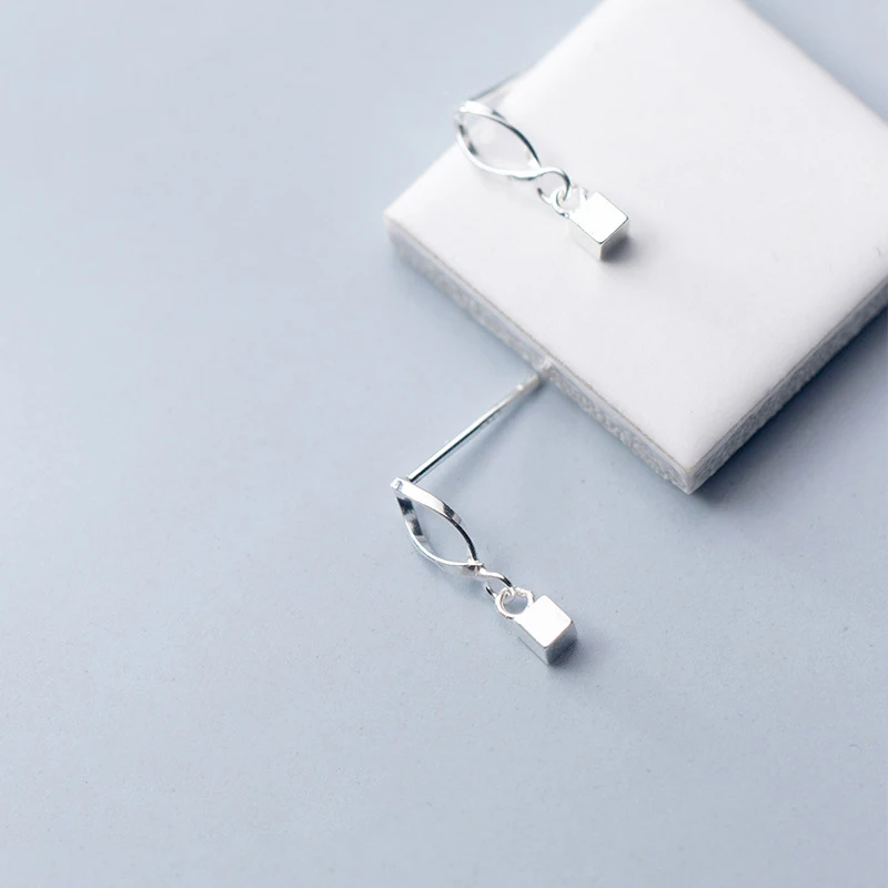 Trusta 100% 925 Sterling Silver Stud Earring Women Fashion Jewelry Tiny Hollow Wave Square s Gift For Girls Kids Lady DA29 | Украшения и