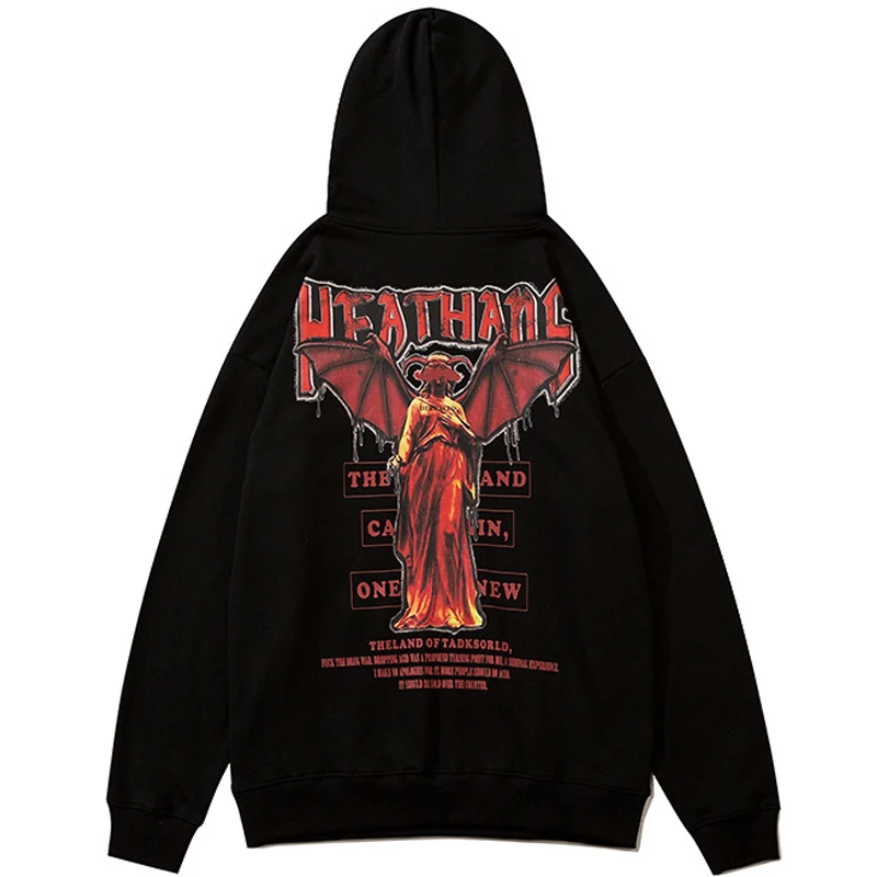 

Men Abstract Pattern Printing Fashion Hooded Sweatshirts Couple Cotton All-match Hoodie Male Hip Hop Loose Autumn Black Pullover