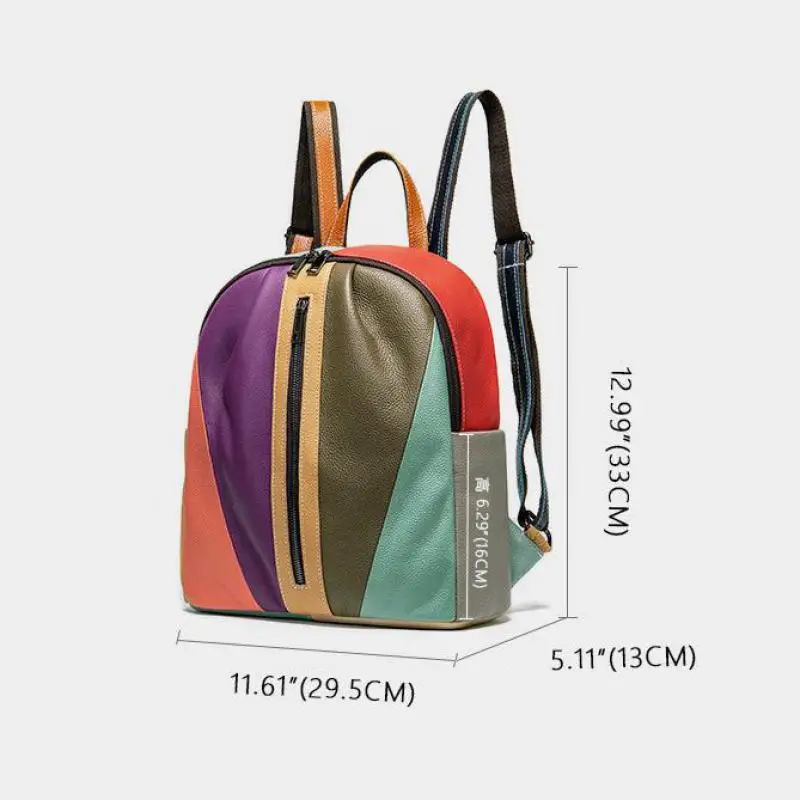 

YourSeason Vintage Color Splicing Backpack 2021 Ladies Casual Cowhide Women Large Capacity Travel Bag Genuine Leather