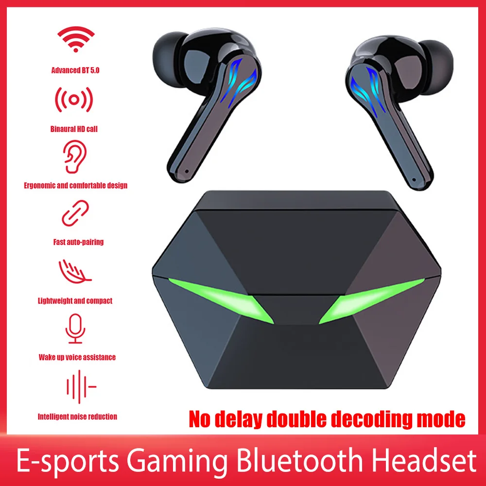 

TWS Wireless Earphones With Charge Case Bluetooth 5.0 Dual Mode Stereo Sound Gaming Headset For Phone