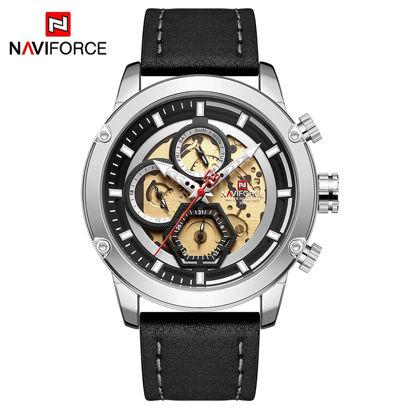 

NAVIFORCE Luxury Brand Watches Mens Military Sport Waterproof Wristwatch Men Watch Leather Quartz Clock Male Relogio Masculino