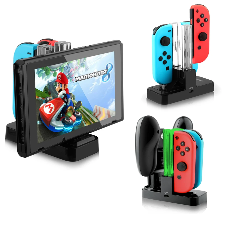 Зарядное устройство для nintendo Switch зарядная док-станция для переключателя Joy-con и Pro контроллер с индикатором зарядки