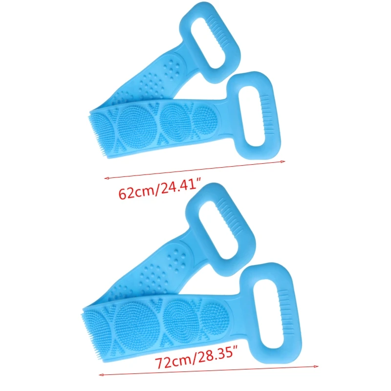 

Unisex Silicone Back Scrubber Towel Bath Body Skin Brush Belt Double Sided Exfoliating Massage Shower Cleaning Strap
