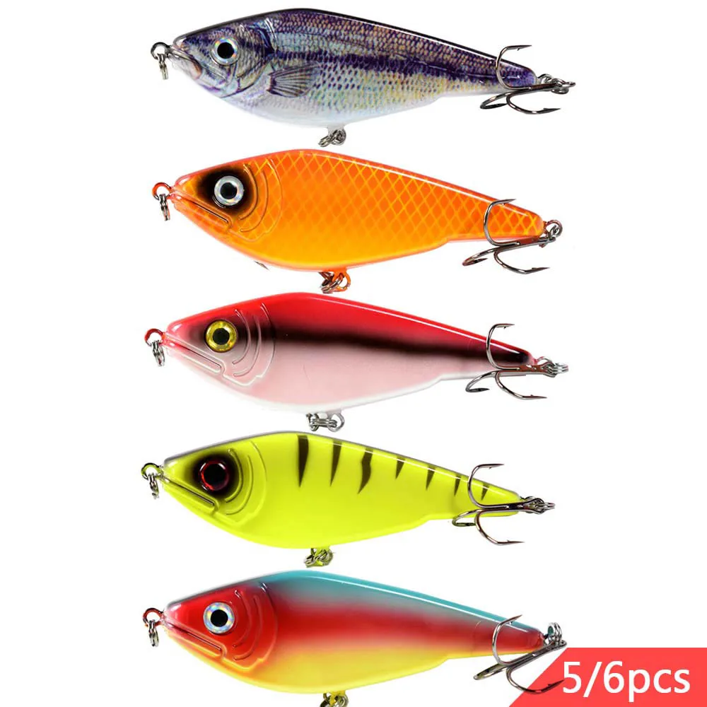 

5/6PCS 120M 51.5G Hard Sinking Jerkbait Fishing Lures NO.2 Carbon Hooks Big Game For Pike Bidens Tilapia Catfish Ocean Lake