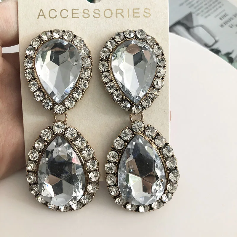 Jujia Роскошные хрустальные za Висячие серьги для женщин Эффектные серьги Большая подвеска в виде капли воды серьги Свадебные украшения - Окраска металла: 3