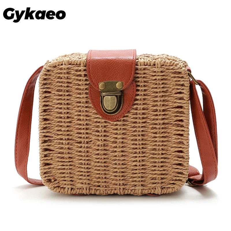 Gykaeo роскошные сумки женские дизайнерские маленькие соломенные на плечо Тканые