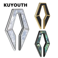 kuyouth new stainless steel rhombus white multicolor shell paint black ear weight body piercing jewelry earring expanders 2pcs