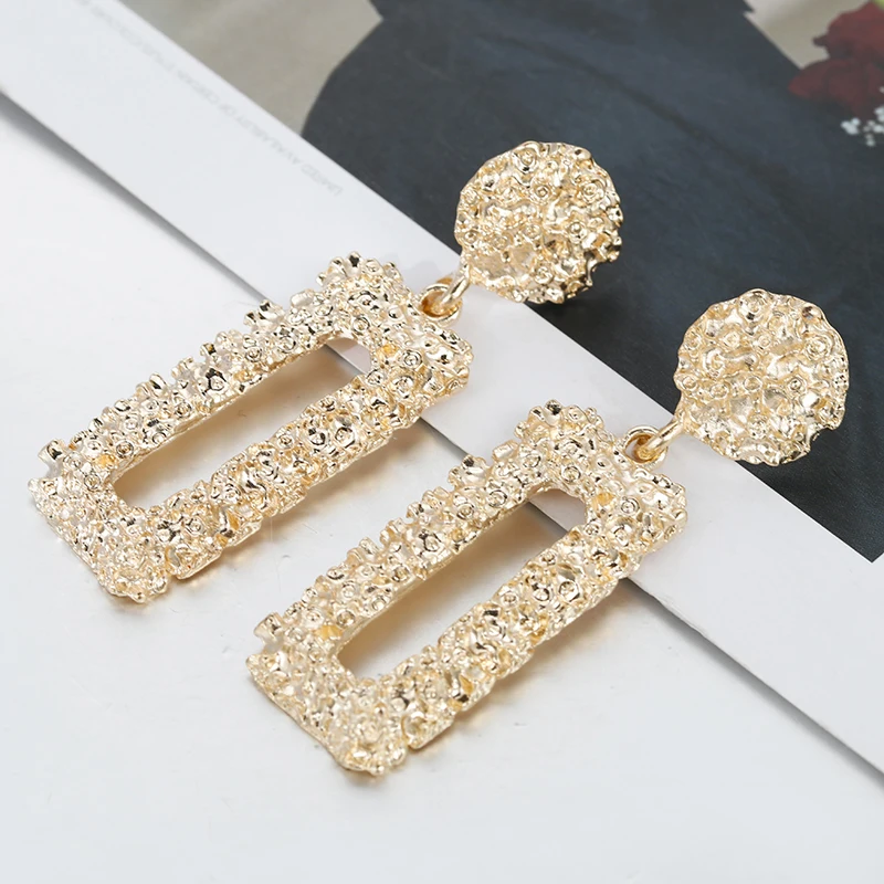 Matte Gold AENSOA, розовое золото/серебро, прямоугольные серьги-капли из сплава, геометрические массивные матовые металлические серьги, свадебные ювелирные изделия - Окраска металла: Matte Gold