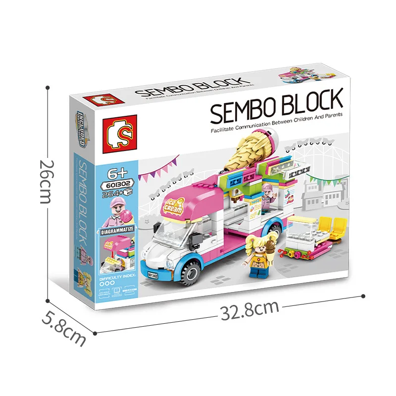 

Sembo 601302 City Series Street View Ice Cream Car Creative Colorful Educational DIY Building Blocks toy for Kids Children Gifts