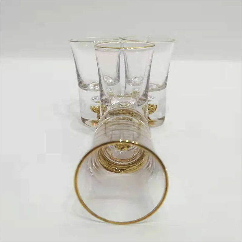 

High-end Sake Vodka Wine Set Spirit Wine Glass Cup 100ML Hip Flask Gold Foil Crystal Glass Household Wine Dispenser Wine Gift