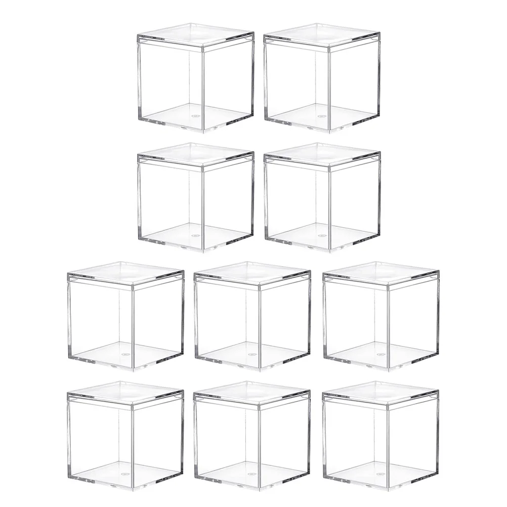 

10pcs Square Packing Boxes Clear Plastic Box Party Favors for Candy Transparent